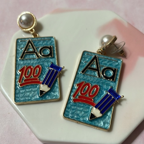 School Paper A 100 Enamel Drop Earrings - Picture 6 of 11